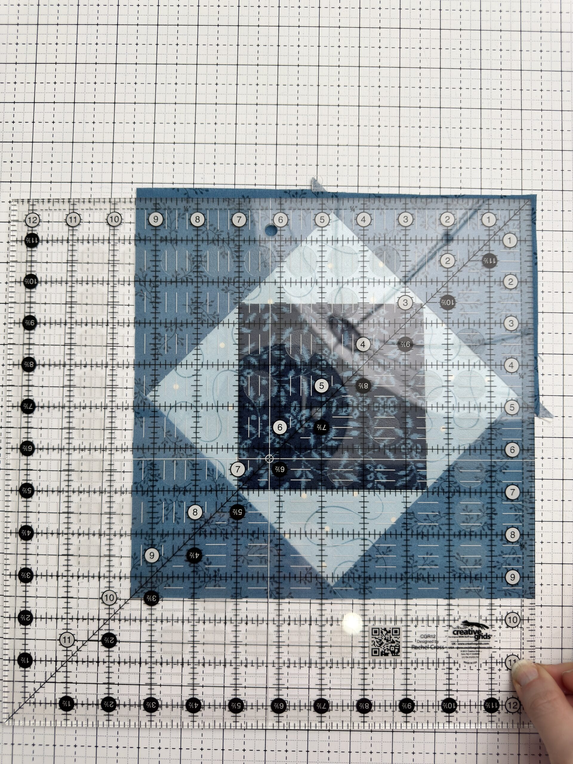 Trimming a finished Economy Block to final size.