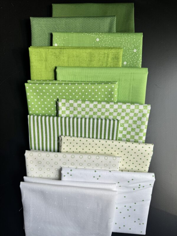 Lucky Charm 12-Piece Riley Blake Basics Bundle featuring green and cream Riley Blake basics