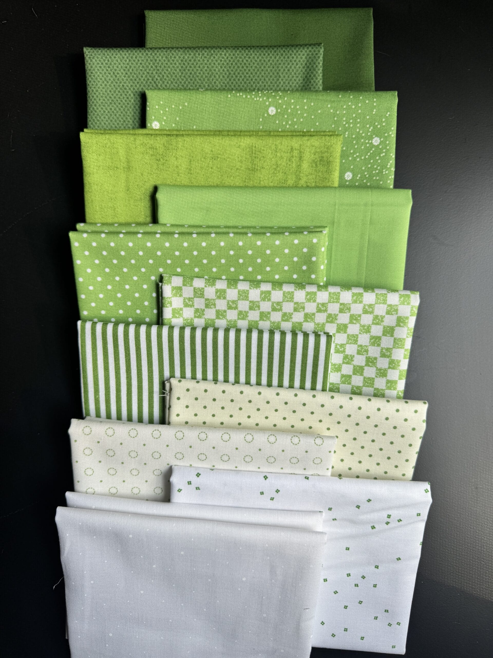 Lucky Charm 12-Piece Riley Blake Basics Bundle featuring green and cream Riley Blake basics