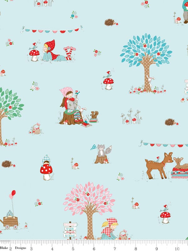 Whimsical Woodland Main Aqua fabric by Tasha Noel for Riley Blake Designs