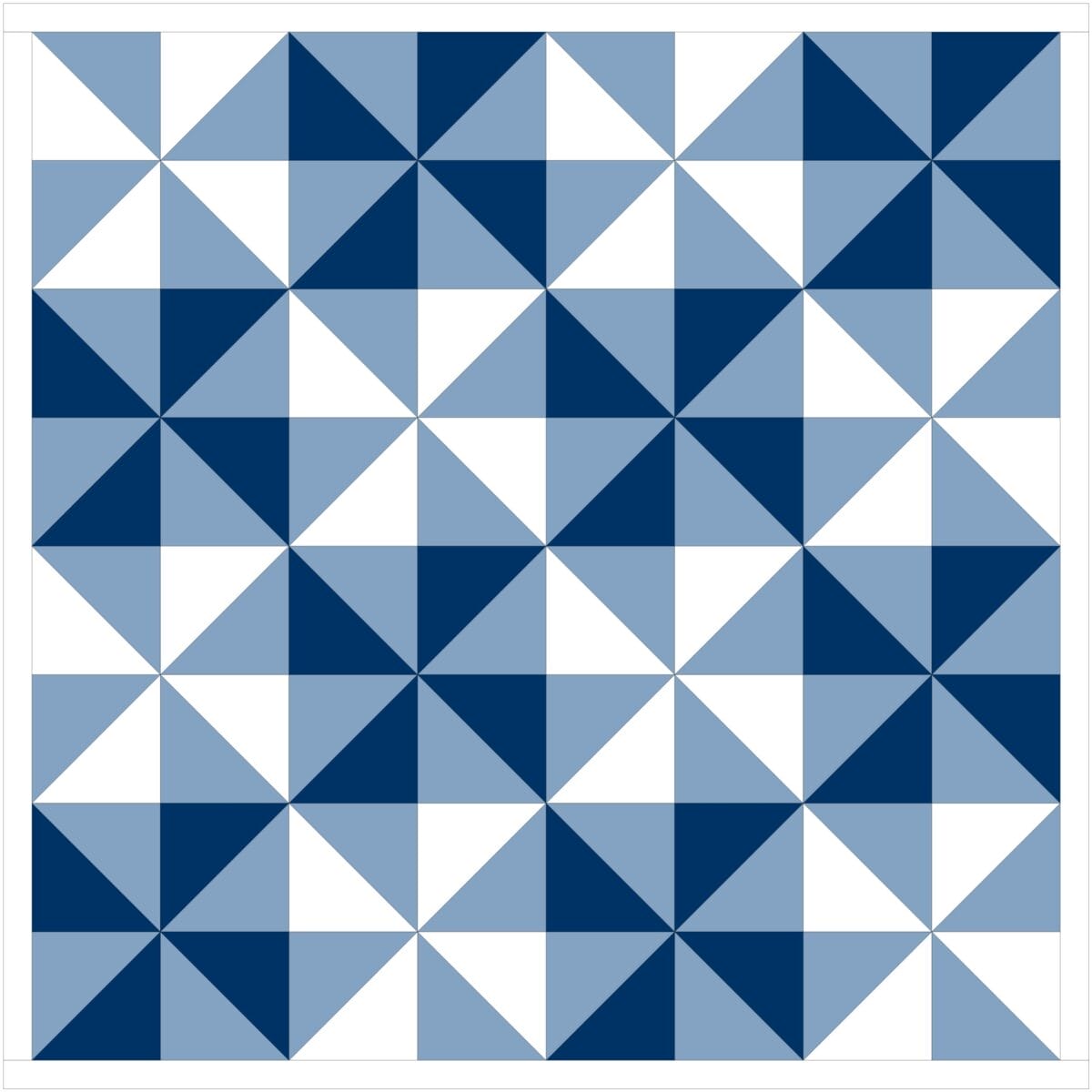 Quilt layout with alternating blue and white pinwheel blocks and blue and navy pinwheel blocks