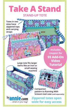 By Annie Take A Stand tote pattern structured bag with wide opening zipper