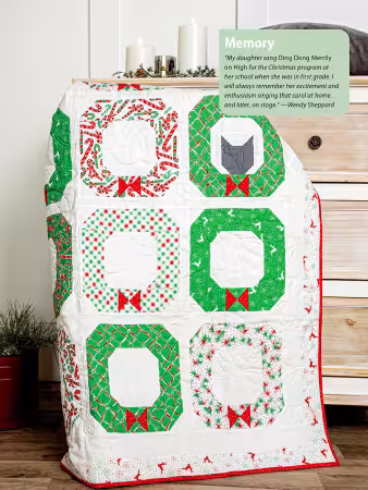 Christmas Quilting with Wendy Sheppard book, 48-page softcover featuring nine festive quilt patterns inspired by classic carols and winter memories.