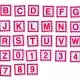 Pink Alphabitties. Plastic tile marking tools with 26 letters and 10 numbers Pink Alphabitties. Plastic tile marking tools with 26 letters and 10 numbers