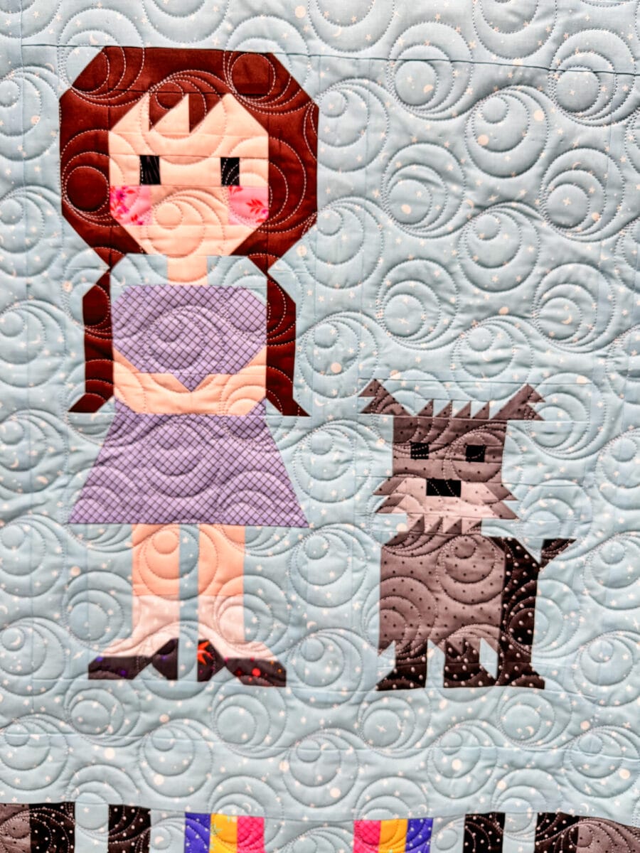 The Dorothy and Toto quilt block on the Sew Place Like Home quilt.